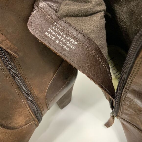 BIALA brown leather heeled ankle booties - Picture 7 of 7